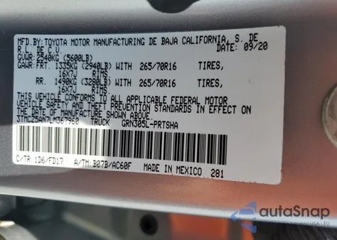 2020 Toyota Tacoma Double Cab from USA, damaged, VIN 3TMCZ5AN7LM367960